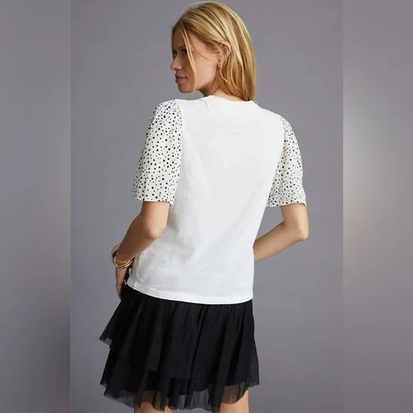 Anthropologie T.La Woven Flutter Sleeve Tee • size xl • NWOT - Picture 3 of 10